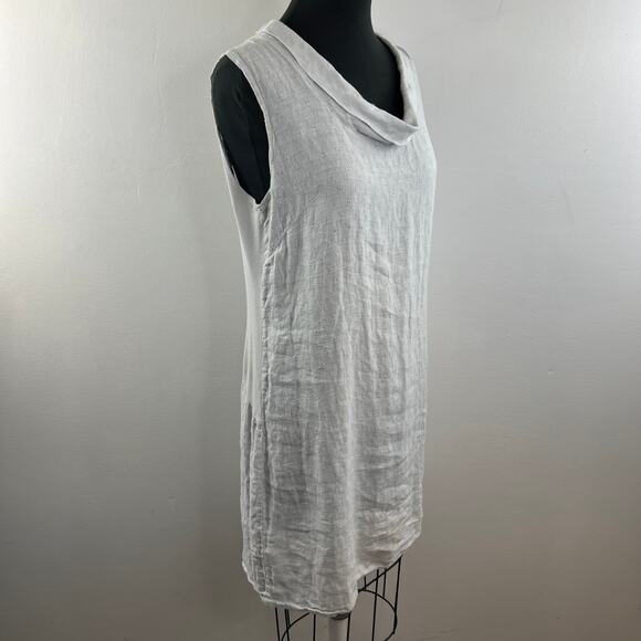 Lina Tomei Gray Tunic Top Linen Cowl Neck Sleeveless Size Medium M Made in ITALY - Picture 4 of 11